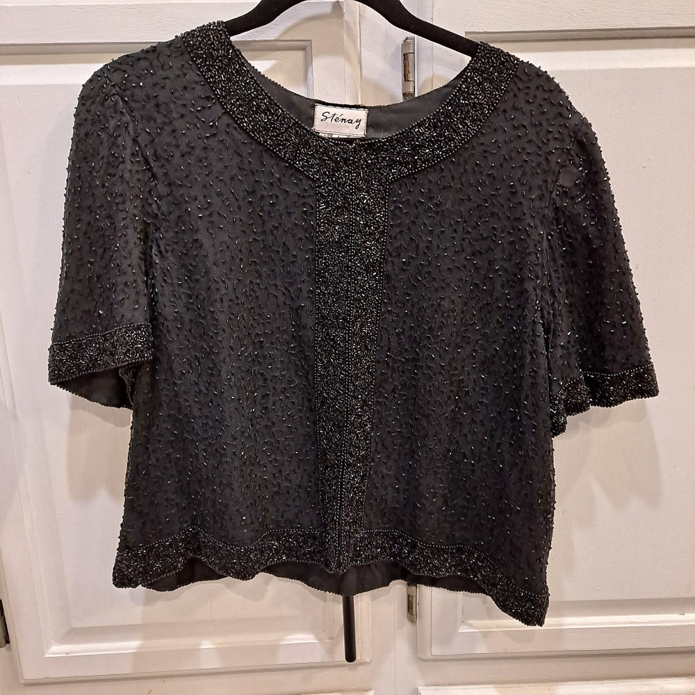 Stenay Black Silk Beaded Women's Vintage Evening Jacket